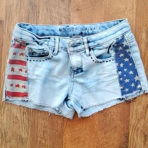 Mossimo Supply Distressed Flag Denim Jean Shorts Size‎ Junior 1
